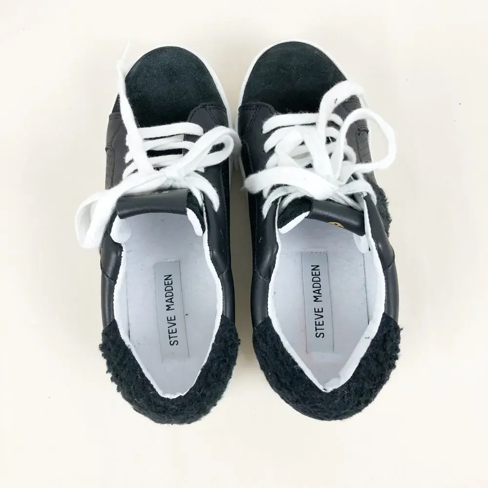 Steve Madden Womens Stare Sneakers Size 6 Black Round Toe Low Top Lace-Up Shoes